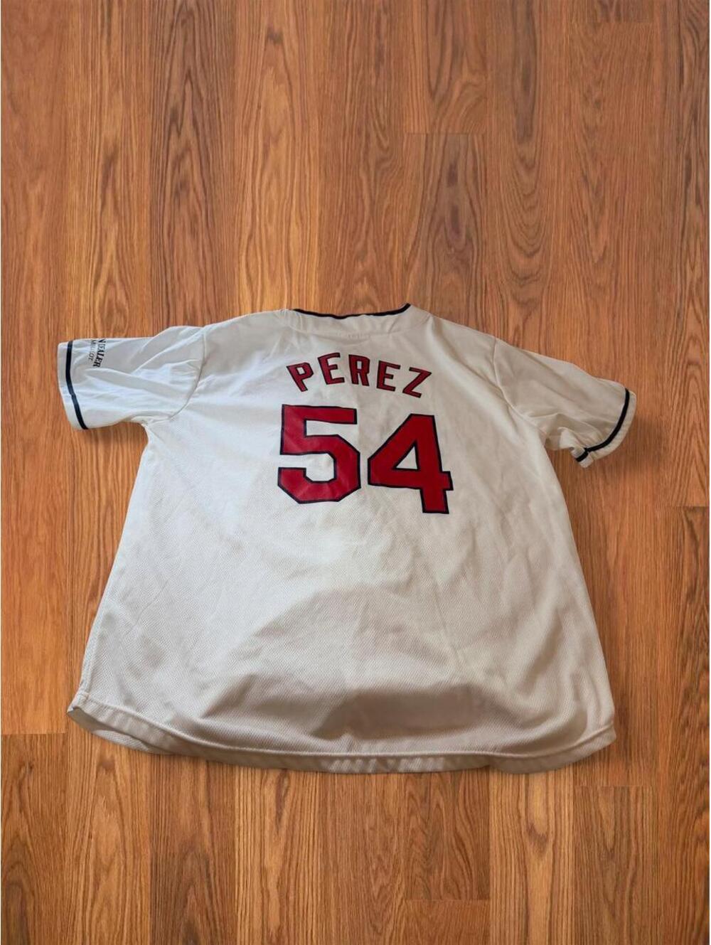 MLB Cleveland Indians Oliver Perez #54 Button Up Baseball Jersey White Size XL - Picture 6 of 6